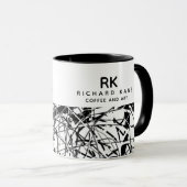 Moderne B&W HalbAbstrakte Kunst-Tasse mit Name Tasse (VorderseiteRechts)