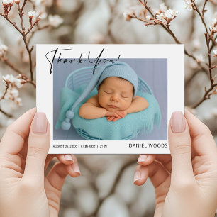 Moderne Baby Birth Ankündigung Danke Postcard Postkarte