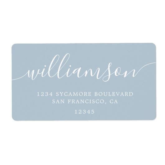 Moderne Baby Blue Script Rücksendeadresse (Vorne)