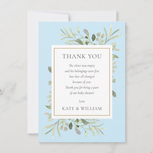 Moderne Baby Boy Dusche Danke, Gedicht Blue Dankeskarte (Vorderseite)