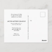 Moderne Baby Boy Foto Babydusche Danke Postkarte (Rückseite)