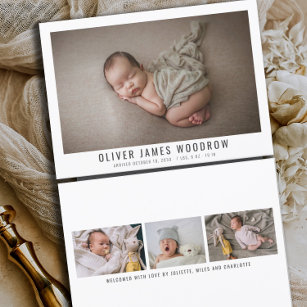 Moderne Baby Boy Foto Collage Geburtserklärung