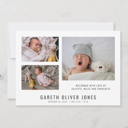 Moderne Baby Boy Foto Collage Geburtserklärung (Vorderseite)