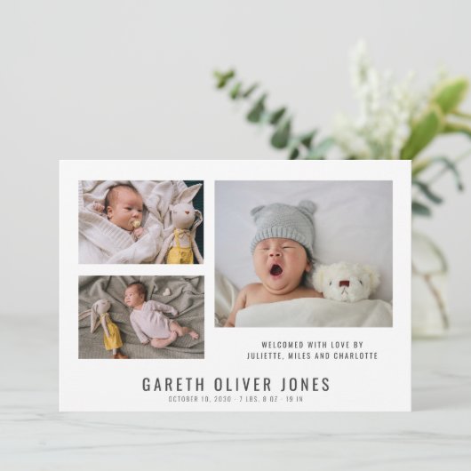 Moderne Baby Boy Foto Collage Geburtserklärung (Stehend Vorderseite)