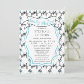 Moderne Baby Boy Niedlich Lamm Pattern Dusche Einladung (Stehend Vorderseite)