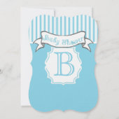Moderne Baby Boy Niedlich Stripe Pattern Dusche Einladung (Rückseite)