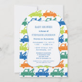 Moderne Baby Boy Tow Truck Dusche Einladung (Vorderseite)