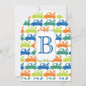 Moderne Baby Boy Tow Truck Dusche Einladung (Rückseite)