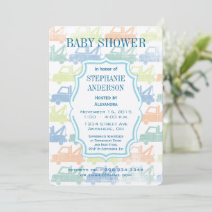 Moderne Baby Boy Tow Truck Dusche Einladung