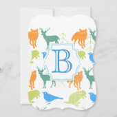 Moderne Baby Boy Woodland Creatures Dusche Einladung (Rückseite)