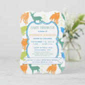 Moderne Baby Boy Woodland Creatures Dusche Einladung (Stehend Vorderseite)
