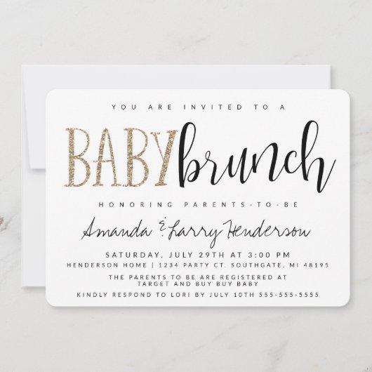 Moderne Baby Brunch Baby Dusche Einladung (Vorderseite)