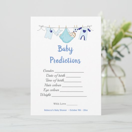 Moderne Baby Dusche Baby Prädiktionskarte Einladung (Stehend Vorderseite)