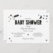 Moderne Baby Dusche Einladung. Schwarz und Weiß Einladung (Vorne/Hinten)