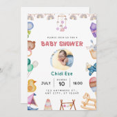 Moderne Baby-Dusche Feiertagskarte (Vorne/Hinten)