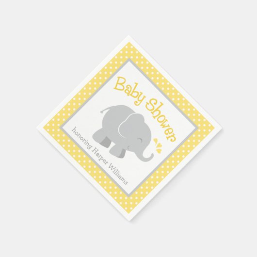 Moderne Baby-Dusche in Gelb und Grau Serviette (Ecke)