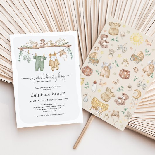 Moderne Baby Dusche Kinderzimmer Kleidung Einladun Einladung