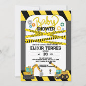 Moderne Baby-Dusche unter Bauarbeiten Einladung (Vorderseite)