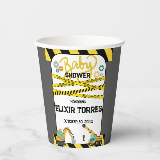 Moderne Baby-Dusche unter Bauarbeiten Pappbecher (Vorderseite)