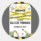 Moderne Baby-Dusche unter Bauarbeiten Runder Aufkleber (Vorderseite)