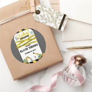 Moderne Baby-Dusche unter Bauarbeiten Runder Aufkleber