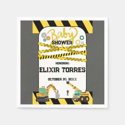 Moderne Baby-Dusche unter Bauarbeiten Serviette (Vorderseite)