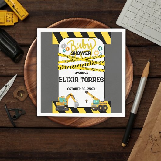 Moderne Baby-Dusche unter Bauarbeiten Serviette