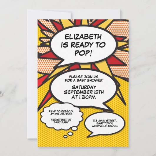 Moderne Baby Duwer Fun Speech Blase Einladung (Vorderseite)