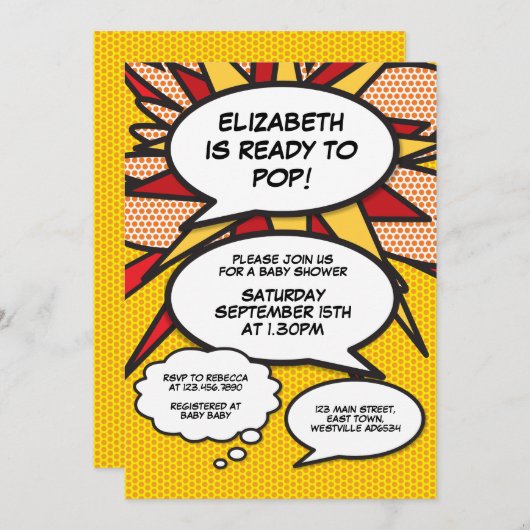 Moderne Baby Duwer Fun Speech Blase Einladung (Vorne/Hinten)