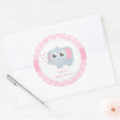 Moderne Baby Elephant Polka Dots Baby Dusche Runder Aufkleber (Umschlag)