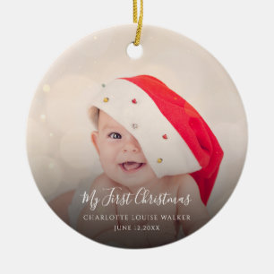 Moderne Baby Erstes Weihnachten 2 Fotos Personalis Keramik Ornament