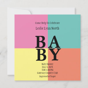 Moderne BABY farbenfrohe Blocks Einladung