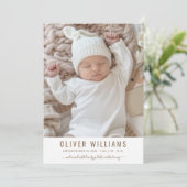 Moderne Baby Foto Geburtshilfekarte (Stehend Vorderseite)