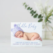 Moderne Baby Foto Geburtshilfekarte Ankündigung (Stehend Vorderseite)