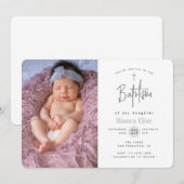 Moderne Baby Foto Taufe Einladung (Vorne/Hinten)