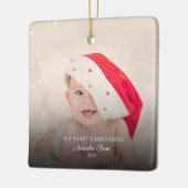 Moderne Baby-Fotos 1. Weihnachten Keramikornament (Links)