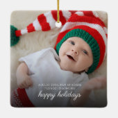 Moderne Baby-Fotos 1. Weihnachten Keramikornament (Rückseite)