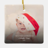Moderne Baby-Fotos 1. Weihnachten Keramikornament (Vorderseite)