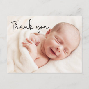Moderne Baby-Fotos danken Ihnen für die Geburtserk Ankündigungspostkarte