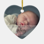 Moderne Baby-Fotos Erste Weihnachten Keramik Ornament (Vorne)