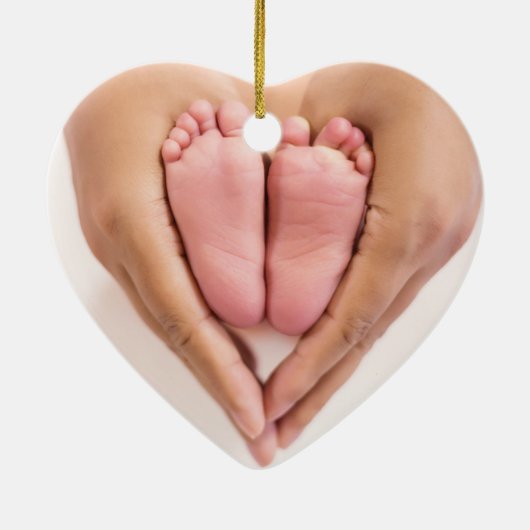 Moderne Baby-Fotos Erste Weihnachten Keramik Ornament (Hinten)