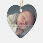Moderne Baby-Fotos Erste Weihnachten Keramik Ornament (Links)