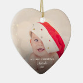 Moderne Baby-Fotos Erste Weihnachten Personalisier Keramik Ornament (Rechts)