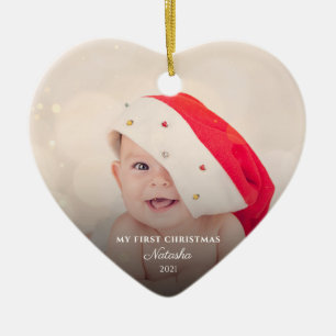 Moderne Baby-Fotos Erste Weihnachten Personalisier Keramik Ornament