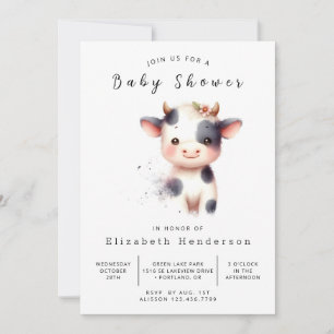 Moderne Baby Fun Kuh Baby Dusche Einladung