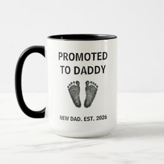 Moderne Baby-Fußabdruck-Tasse 'Zum Papa befördert' Tasse