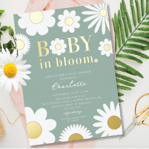 Moderne Baby-In-Bloom-Baby-Shower-Folie-Einladung Folieneinladung