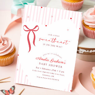 Moderne Baby-Party für kleine Süße mit rosa Schlei Einladung