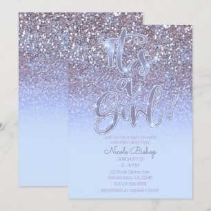 Moderne Baby-Party im Zeichen von Lila Silber Glam Einladung