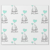 Moderne BABY SHOWER Elephant MINT & Graue Geschenk Geschenkpapier (Flach)